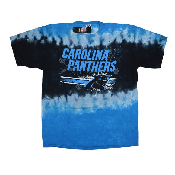 Carolina Panthers XXL NFL Liquid Blue Tie Dye Horizon Crew Neck T-Shirt NWT - Picture 1 of 2